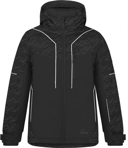 normani Kinder Winterjacke wasserdichte Skijacke mit Abnehmbarer Kapuze Thermojacke Funktionsjacke für Junge und Mädchen Farbe Schwarz Größe 158-164
