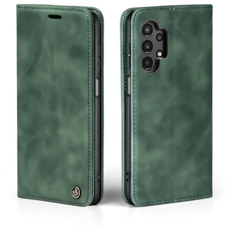 LBH Handyhülle für Samsung Galaxy A23 5G in Grün mit Karten- und Geldfach Smartphone Hülle mit Standfunktion Flip Case Schutzhülle Magnetverschluss Vintage