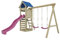 Outgarden Spielturm Klettergerüst Easy aus KDI-Holz | Spielhaus mit pinker Rutsche & Doppel-Schaukel | Sandkasten, Leiter & Kletterwand | Outdoor Stelzenhaus für Kinder und Garten | 327 x 327 x 258 cm