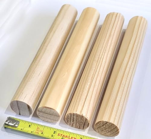 CyberSunrise 4 tasselli o aste in legno grandi, diametro 23 mm