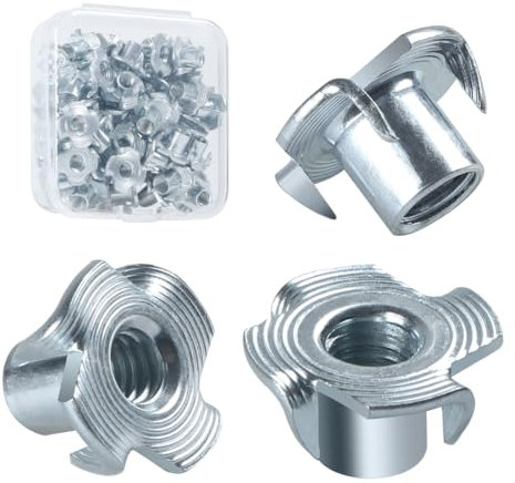 BOUMVID Tuerca en T de 4 Puntas M5 x 8 mm, 50 Pieza T Tuerca de Acero Carbono, Tuercas de Accionamiento, Tuerca de Cuatro Puntos, Adecuado para Muebles de Embutir Madera, Construcción, Madera