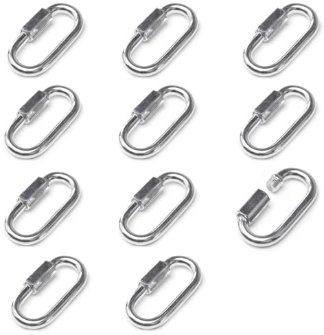 10Pcs Small Carabiner Clips Stainless Steel Screw Quick Link Link Key Ring Clips Carabiner Chain Connectors Heavy Duty Oval D Shape Locking Clips for Outdoors/Indoors Camping & Hiking Accessories 