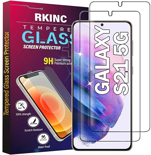 RKINC Verre Trempé [Lot de 2] pour Samsung Galaxy S21 5G, Film Protection écran, Dureté 9H 0,33 mm HD Glass Déverrouillage par empreinte [Garantie à vie][sans Bulles d'air][Résistant aux rayures]