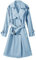 Tuopuda Damen Trenchcoat Zweireiher Lange, Mantel Klassische Herbst Frühling, Jacke Trench mit Gürtel Damenmantel Baumwolle Windjacke Übergangsmantel Winddichter Reverskragen, Blau, L