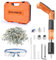 Pistola de clavos con 110 clavos redondos, herramienta manual de clavos de acero ajustable de 5 velocidades,kit de pistola de clavos de hormigón (Naranja)