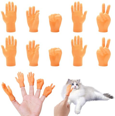 12 Stück Kleine Hände, Mini Hände Gummihand für Finger Tiny Hands Fingerpuppen Lustige Minihände Linke und Rechte Hand für Katzen, Haustiere, Halloween, Streichspielzeug, Spiele, Party, Magie, Kinder