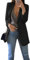 YMING Femmes Pure Color Chic Veste Manteau Élégant Veste De Costume Manches Longues Bureau Business sans Bouton Noir XXL