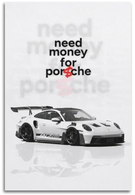 Weißes Rennwagen-Poster 911 GT3 RS Sportwagen, dekoratives Gemälde, Leinwand, Kunstbild, 30 x 45 cm