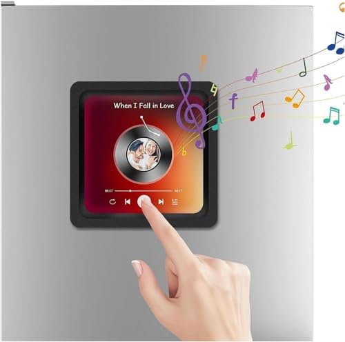 Personalised Music Fridge Magnet,Custom Album Fridge Magnet,Upgraded Musical Fridge Magnets Can Play Songs,Adjust Volume,Add Songs,Customized Album Fridge Magnet with Photo,for Music Lovers (3 songs)