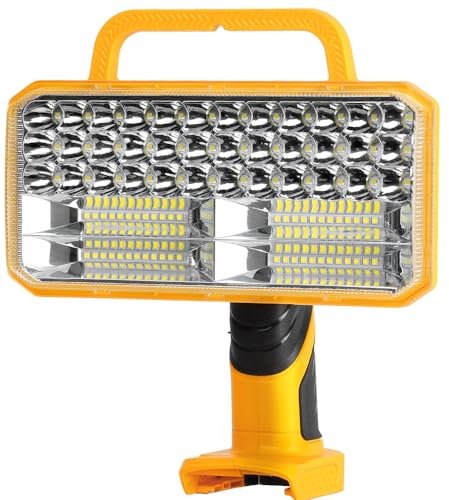 Luz de trabajo LED inalámbrica de 40 W para batería DeWalt de 20 V, 4200 lm, herramienta portátil de mano con puerto USB y cabezal giratorio de 90 grados para camping, pesca, lugar de trabajo, uso en