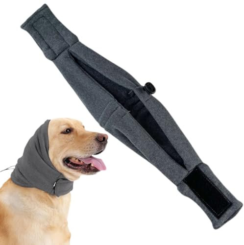 Couvre-Oreille sans Rabat pour Chien, Protège-Oreilles pour Chien, Cache Oreille pour Chien, Chauffe Cou de Chien avec Auto-adhésif Réglable, Snood Chien pour Soulager l'anxiété, M