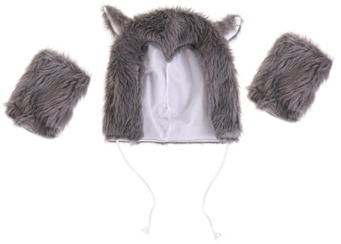 WRITWAA 1 Set Wolfsmütze Zum Anziehen Lustige Mützen Plüsch Neuheit Tiermütze Lustiger Wolfshut Flauschiger Wolfshut Wolfsmütze Für Damenkostüm Halloween Party Wolfsmütze