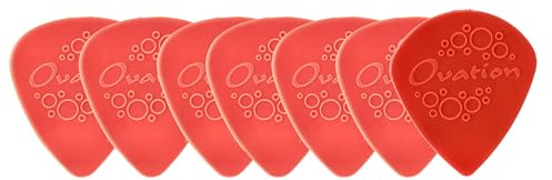 Ovation Diamond Picks Nylon Standard 351 Picks - Super Grip - Round Tip - 7 Set (6+1 Sharp Tip free) - 0.60 mm - coral red - Made in Czech Republic