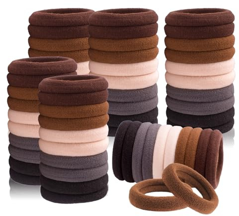 100PCS Hair Ties Ponytail Holders Hair Elastics Hair Accessories for Women and Girls, Thick Seamless Hair Ties, Neutral Color
