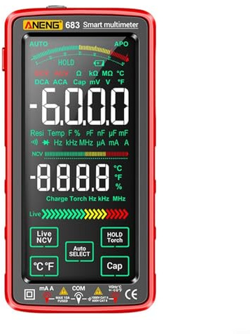 683 Vollbild-Multimeter mit USB-Lithium-Akku, Touch-Schnittstelle und berührungslosem Spannungsalarm (schwarz)