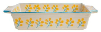 Kuchenform FLORAL blau aus Steinzeug Backform Keramik, 21 x 10,5 x 4,5 cm