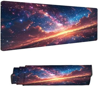 Mauspad XXL 500 x 250 MM Gaming Mousepad Traum Verbessert Präzision und Geschwindigkeit, mit Rutschfester Gummibasis Excel Schreibtischunterlage, Sternenhimmel Mauspad, Home Office Desk Deko H-1172