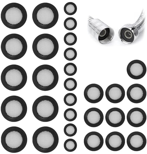 txuzong Kit de 30 joints plats en silicone + tamis acier inoxydable | | 3 tailles : DN15 (1/2), DN20 (3/4), DN25 (1) | Pour robinet, douchette et connecteurs de tuyau – Étanchéité parfaite