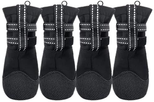 Yulokdwi Hundeschuhe Für Heißen Asphalt | 4-Teilige Wasserdichte Haustierzubehör | Schneestiefel für Hunde,Für Mittelgroße Und Große Rassen Für Wanderungen Outdoor Spaziergänge Sommer Regentage Winter