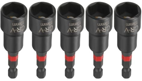 QUARKZMAN 5pcs Magnétique Douille 13mm 1/4 Tige Hexagonale 3(65mm) L Noir | Douille Visseuse Magnétique, Douille Visseuse à Choc, Acier Phosphaté CR-V Pour Fixation De Boulons Perceuses