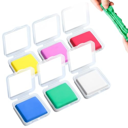 SWYZOR 6 Stück Knetradiergummi, Knetradiergummis, Radiergummi Knete, Bunt Knetgummi Radierer Weich Knetbarer Radiergummi mit Transparentem Etui für Künstler Kinder Schulbedarf