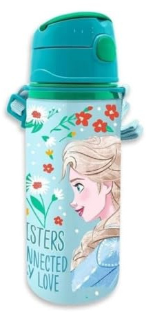 My sweety pop | Frozen Elsa Children's Water Bottle | 500ml Aluminium Bottle with Built-in Straw | School and Sports Accessory | Official Disney Blue Design | Ultra Light and Robust