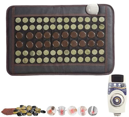 Far Infrared Heating Pad Natural Jade and Tourmaline Heating Mat Flexible Pad for Body Back Pain, Adjustable Temp(60 x 40 cm)