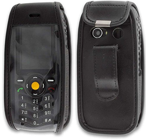 caseroxx Ledertasche mit Gürtelclip für Cat B25 in schwarz – robuste Handy-Tasche mit Sichtfenster & Gürtelclip aus Echtleder, ideal für Beruf, Freizeit, Outdoor & sicheren Transport