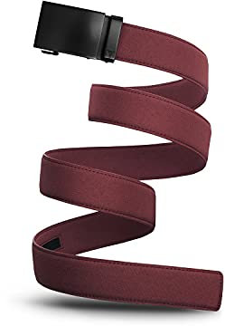 Mission Belt Herren Ratschengürtel aus Canvas – Ohne Löcher, 40 mm Metall-Schnalle - 40mm Swat Black Buckle/Sangria Red Canvas Strap, Custom (Up to 56)