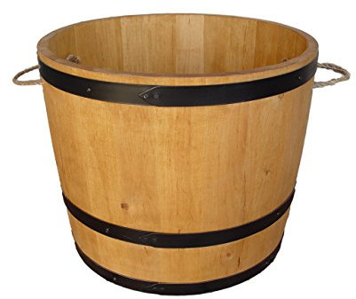 weeco Holzfass als Blumentopf, EIN hölzerner Blumentopf aus einem halben Fass gefertigt. Fassförmiger Topf, Pflanzentopf aus Holz 40x50 cm