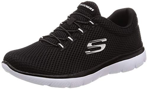 Skechers Damen Summits Lite Sneaker, Black Mesh White Trim, 37.5 EU