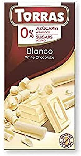 Torras zuckerreduzierte Schokolade, Schokolade ohne Zuckerzusatz, Weiße Schokolade, Tafel (75g)