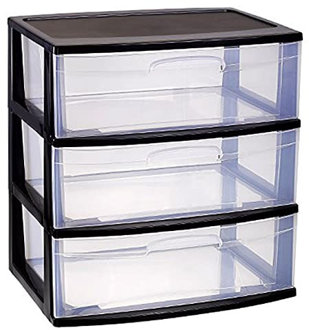 Acan - Cajonera Nilo de plástico 3 cajones de Color Negro 60 x 56 x 39.5 cm