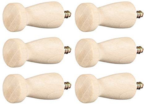 uxcell Wall Hooks Screw-On Solid Wood Hook Coat Hook Shaker Pegs Decorative Wall Mount Hook 22mmx48mm(DxL) No Paint, 6pcs