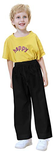 TopTie Adult Kids Karate Pants - Martial Arts Student Gi - Black - Size 2