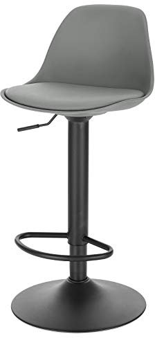 EUGAD Barhocker 1x Tresenhocker mit Rückenlehne, Barstühle Höhenverstellbar und 360° Drehbar, Zeitgenössisch für Esszimmer, Bar Grau, 0650BY-1