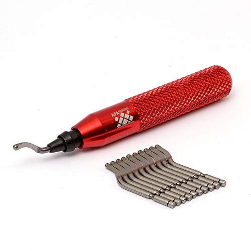 AFA Tooling Deburring Tool Kit with 11 - HRC67 - BS1018 Blades | for Hardest of Materials Like Stainless Steel | Deburr Plumbing Pipes, 3D Printed Plastics, Resin Art, and Metal Work…
