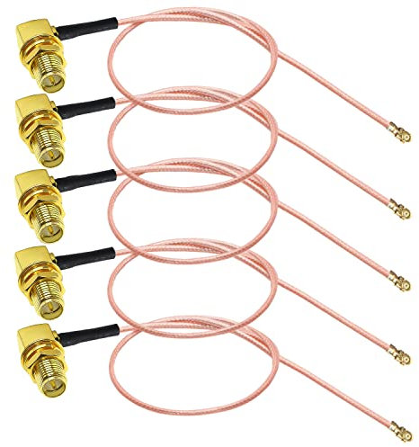 TUOLNK RP-SMA zu U.FL Koaxialkabel UFL IPX MHF1 zu RP SMA Buchse Rechtwinkliges Pigtail Koaxiales verlustarmes Kabel für Wifi Router Mini PCI Verlängerungsantennenkabel 12 Zoll (30cm) Packung mit 5