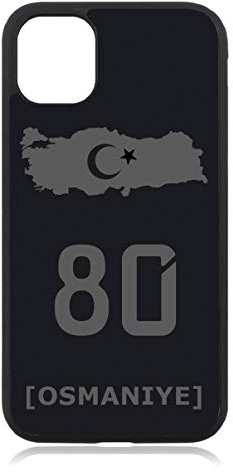 aina Kompatibel mit iPhone 13 Hülle, Türkiye Türkei 80 Osmaniye Flagge Silikon Handyhülle Matt Schwarz