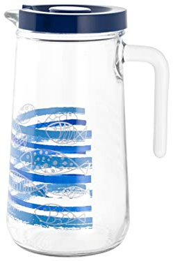 Chio 1250900 Carafe décorée poissons, verre, bleu, 1,1 lt, Glass
