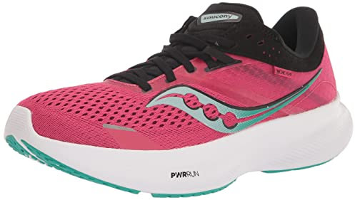 Saucony Damen Ride 16 Sneaker, Rosa/Schwarz, 40.5 EU