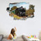 Zug 3D Wanddurchbruch Wandtattoo Gleis Mädchen Wandaufkleber Retro Junge Wandsticker Wanddeko Selbstklebend Vinyl Wandbild für Wohnzimmer Schlafzimmer Flur Kühlschrank