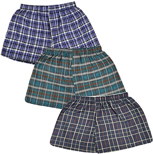 Gaffer Mens Boxers 12 Pack Shorts Multipack Cotton Boxer Shorts for Men, Loose Fit Underwear, Elastic Waist Men's Boxers, Woven Check Trunks, Comfortable Mens Underwear X-Large