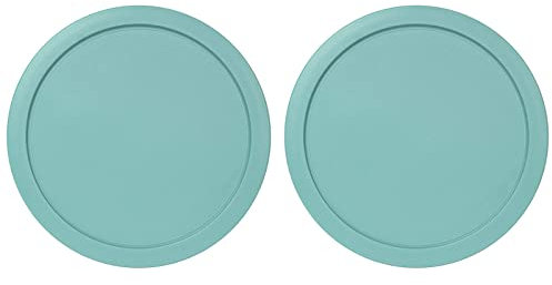 Replacement Lids for Pyrex 1-Cup Glass Food Storage Container Bowls, 4-Inch Plastic Round Lids Covers fits Pyrex 7202-PC, Airtight & Leakproof (2-Pack, Turquoise)