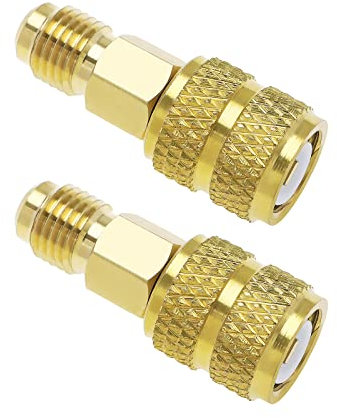 VGOL 2pcs R410A Adaptateurs Pivotants Droits 1/4 Pouces Mâle SAE à 5/16 Pouces Femelle SAE Laiton Mini Adaptateurs Fendus Coupleurs Rapides pour Climatiseurs à Système Fendu