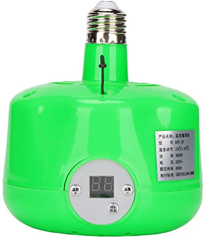 EVTSCAN Lampe chauffante pour poulailler E27 300 W avec contrle temprature LCD, rglable 28-35 ℃, lumire Chaude et Ventilation pour volailles, Canards, oies, Reptiles et Petits Animaux