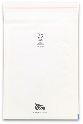 RAYLU PAPER – 10 Stück Gepolsterte Versandtaschen Weiß selbstklebende Luftpolsterumschläge Recycelbare Luftpolstertaschen für Dokumente und Warensendungen (220 x 330 mm)
