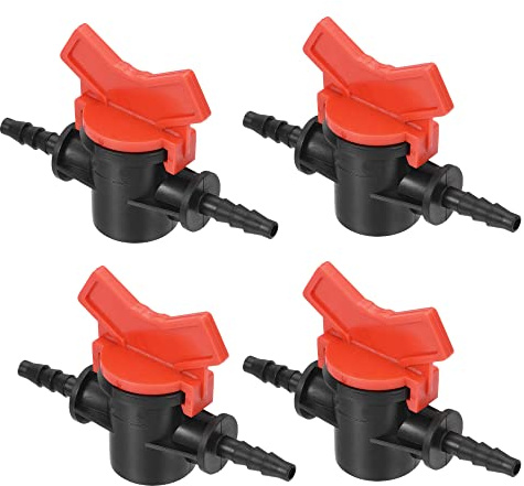 M METERXITY 4Stk Kugelhahn mit Stangenanschluss 1/4 ID Absperrschalter Inline Kugelventile Zur Tropfbewässerung und Aquarienhaltung Anwenden(1/4 Schwarz)