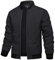 TACVASEN Veste de Baseball Décontractée pour Homme Veste Légère et Coupe-Vent Manteau Intelligent D'Été avec Poches Noir,L