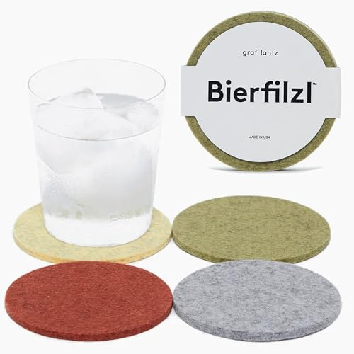 Graf Lantz - Bierfilzl Merino Wool Round Coasters Set of 4 - Ikebana (4 Circles) - Absorbs 30% of Weight - German Wool - Heat Resistant, Sustainable, & Reusable - Home Decor & Coffee Table Decor